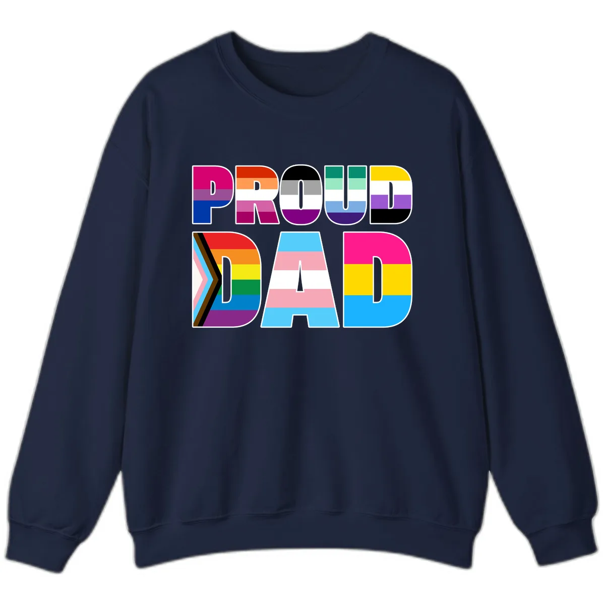 Pride Dad Colorful Letters Sweatshirt in Navy
