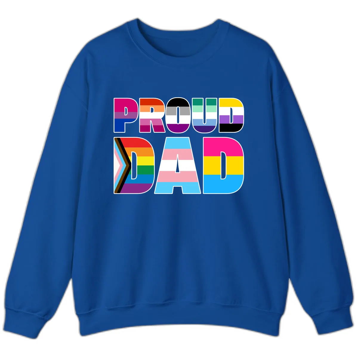 Pride Dad Colorful Letters Sweatshirt in Royal