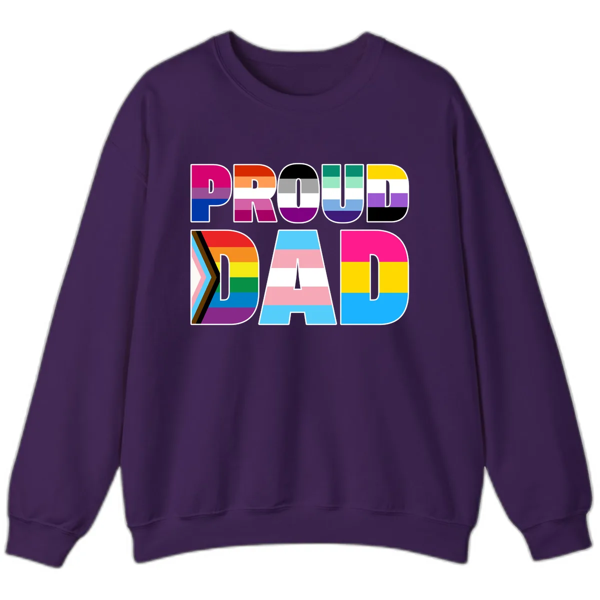 Pride Dad Colorful Letters Sweatshirt in Purple