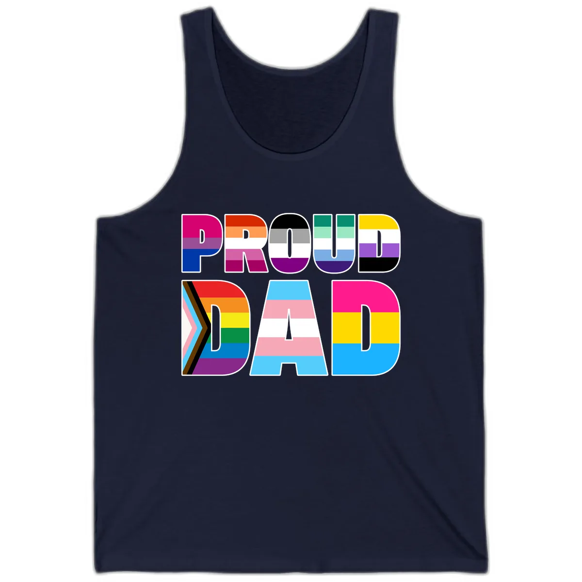 Pride Dad Colorful Letters Tank in Navy