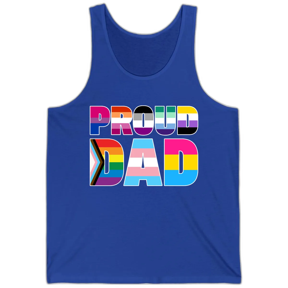 Pride Dad Colorful Letters Tank in True Royal