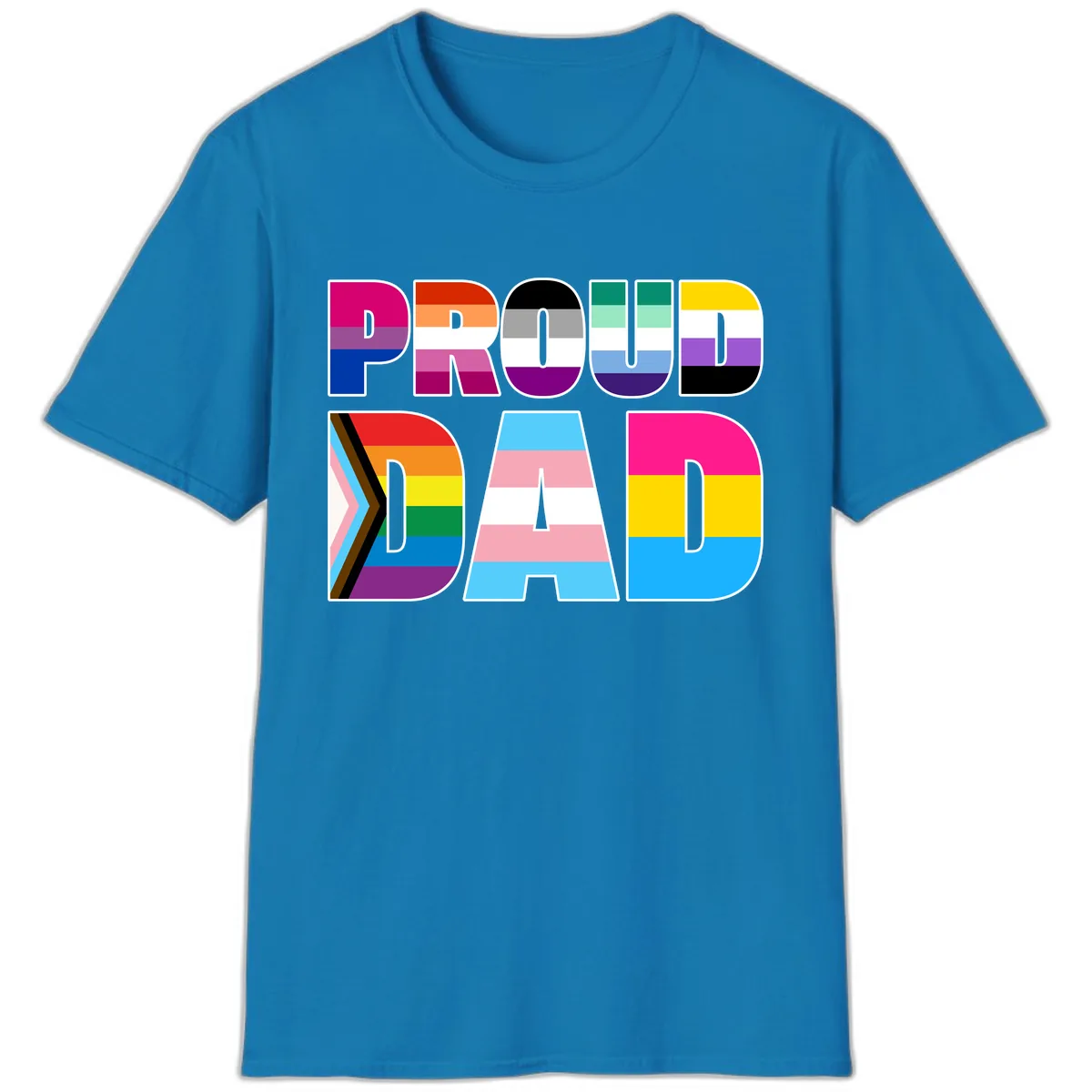 Pride Dad Colorful Letters T-Shirt in Sapphire
