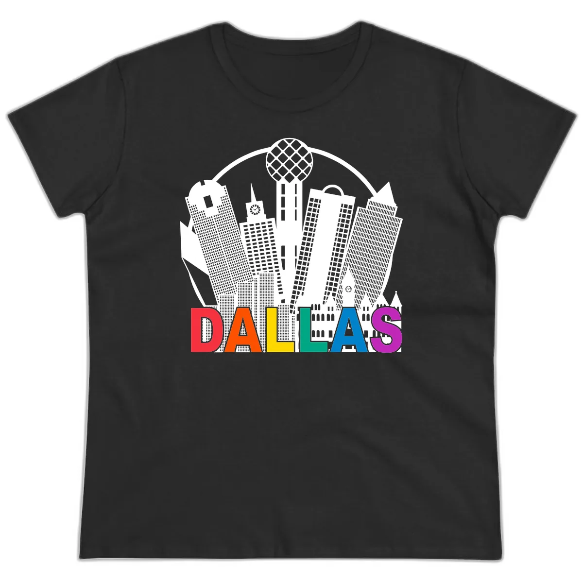 Dallas Skyline Pride Ladies Tee in Black