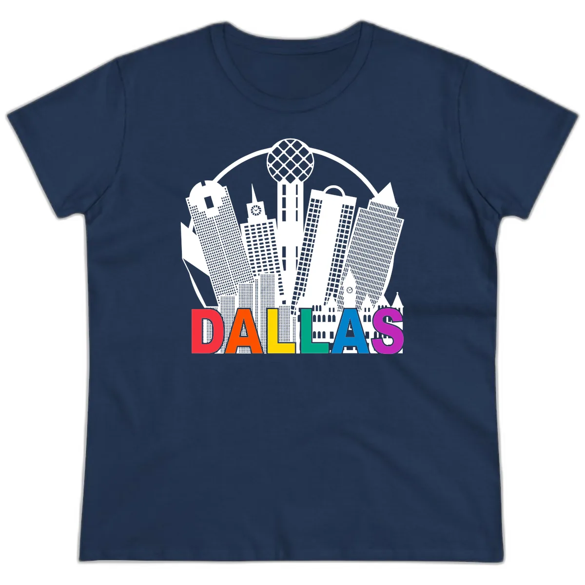 Dallas Skyline Pride Ladies Tee in Navy