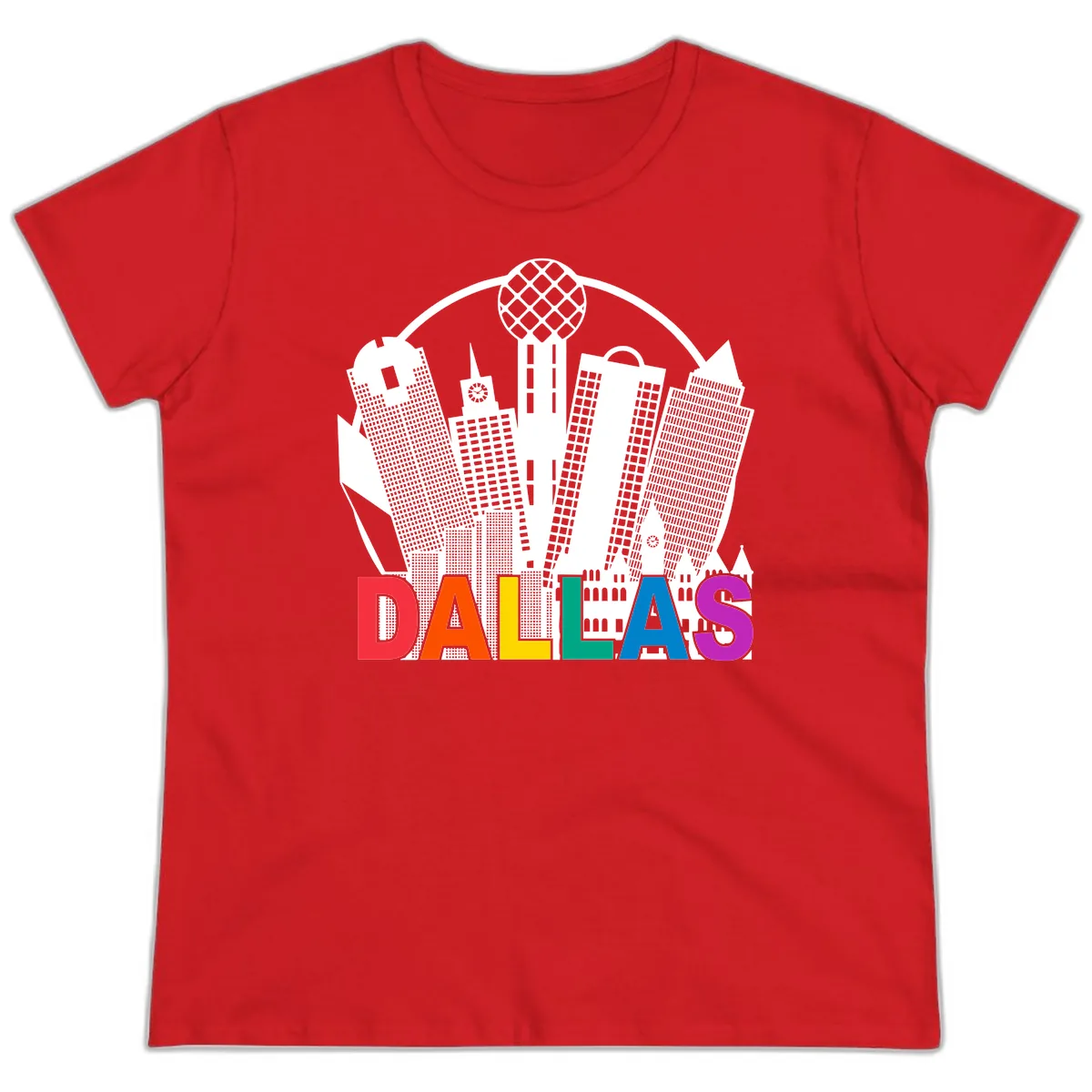 Dallas Skyline Pride Ladies Tee in Red