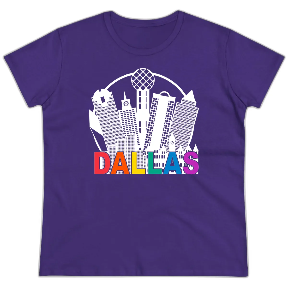 Dallas Skyline Pride Ladies Tee in Purple