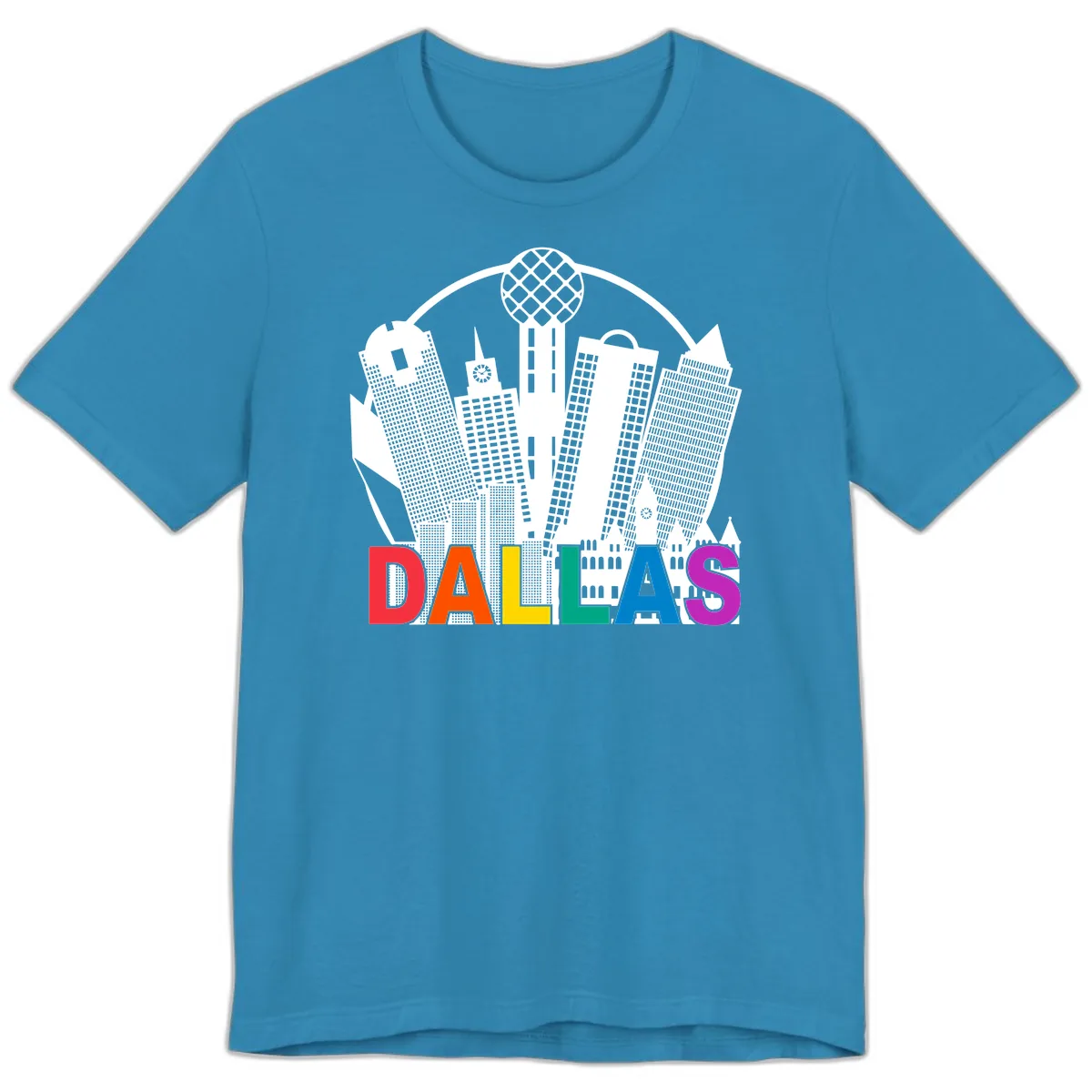 Dallas Skyline Pride Premium T-Shirt in Aqua