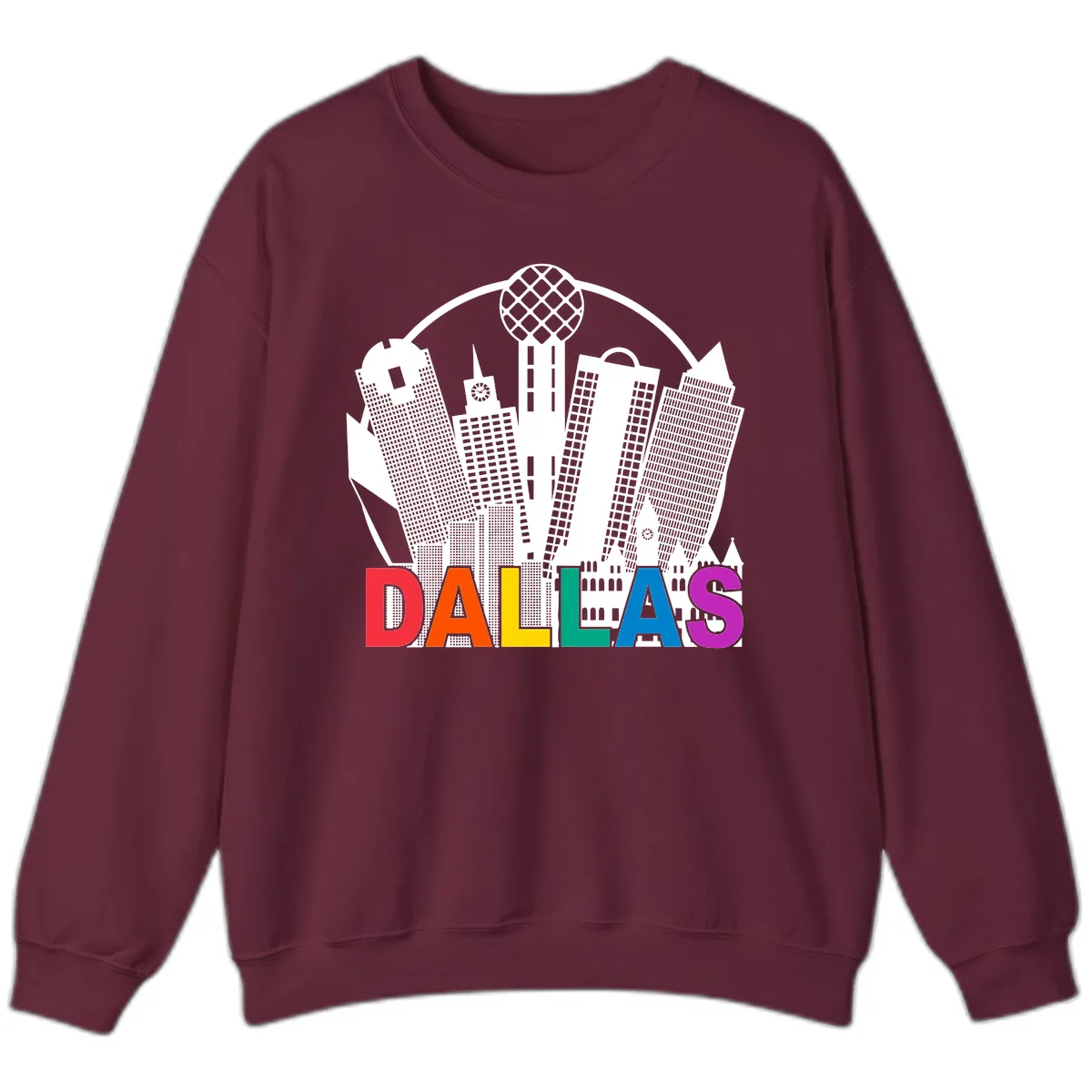 Dallas Skyline Pride Sweatshirt in Maroon