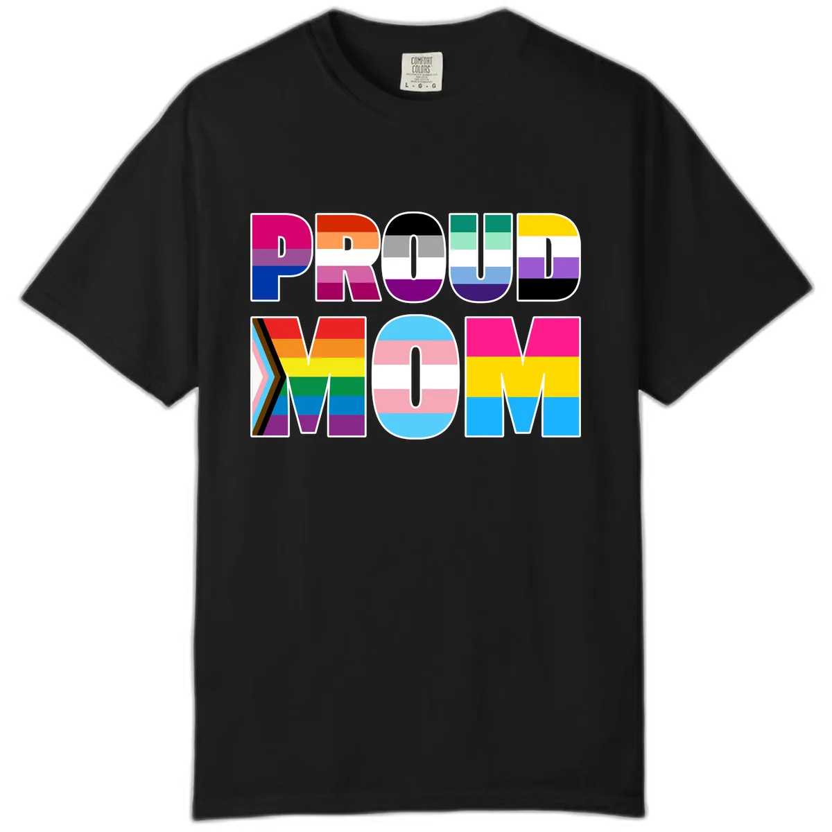 Proud Moments Rainbow Typography Comfort Color in Black