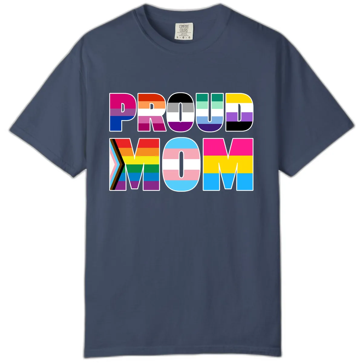 Proud Moments Rainbow Typography Comfort Color in Midnight