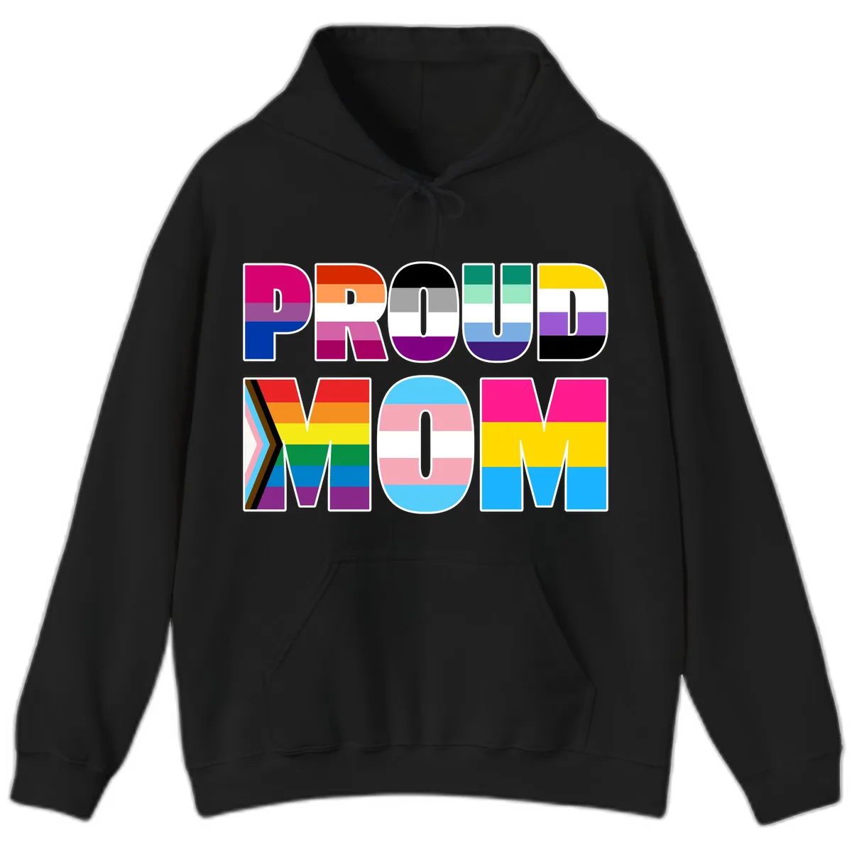Proud Moments Rainbow Typography Hoodie in Black