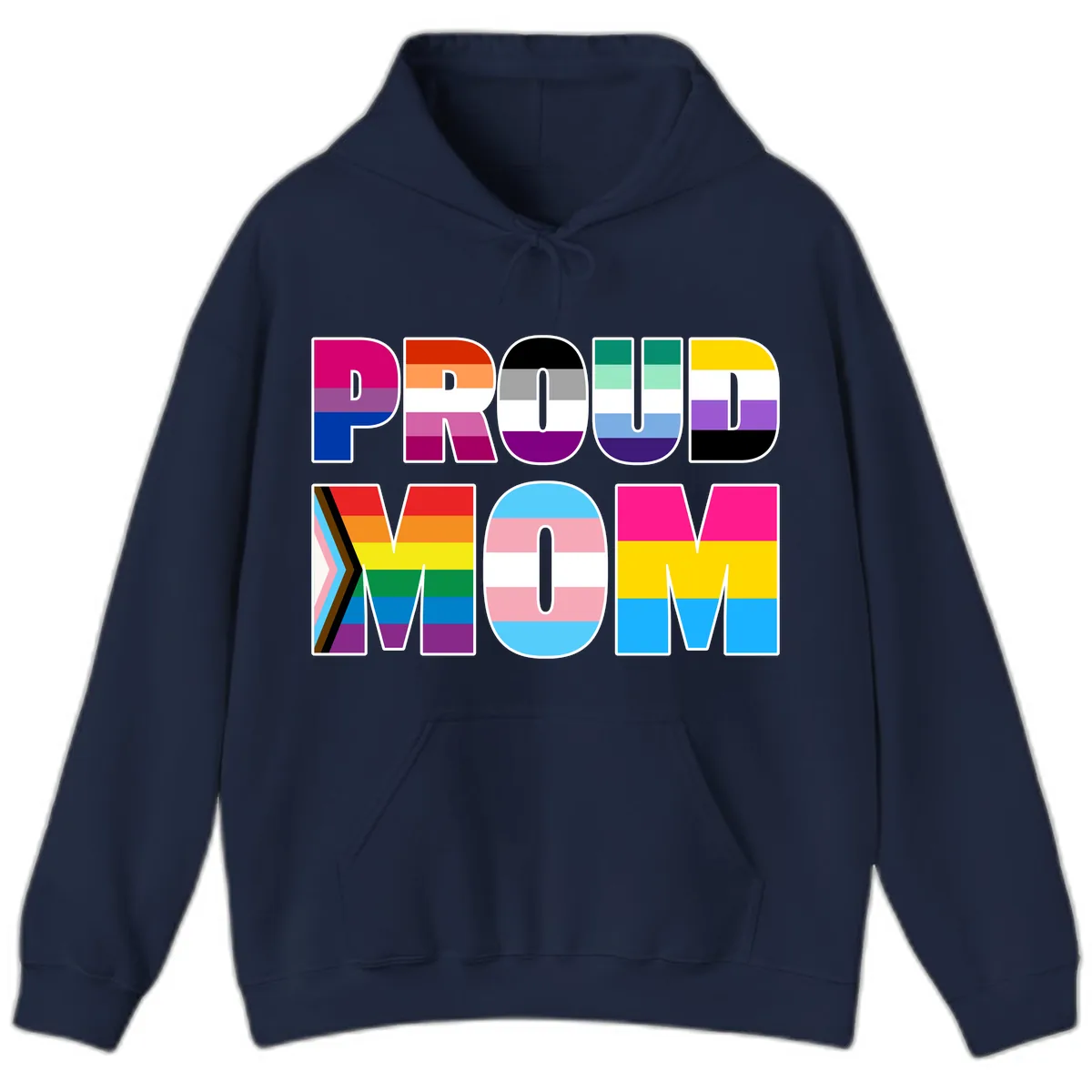 Proud Moments Rainbow Typography Hoodie in Navy