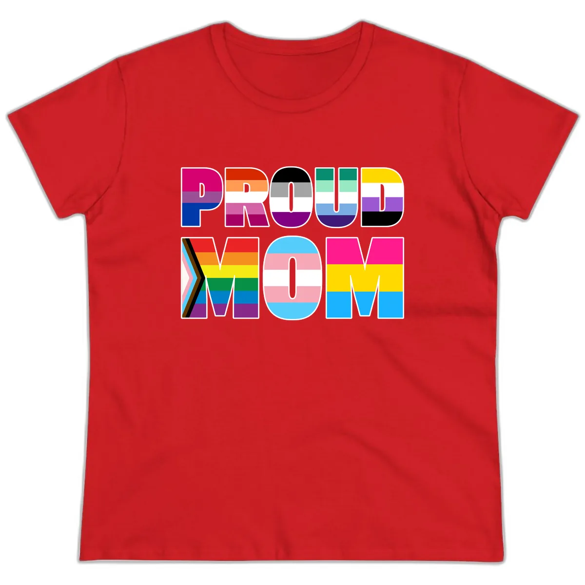 Proud Moments Rainbow Typography Ladies Tee in Red