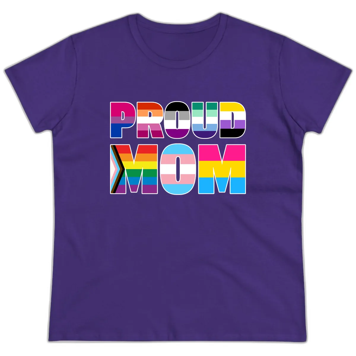Proud Moments Rainbow Typography Ladies Tee in Purple
