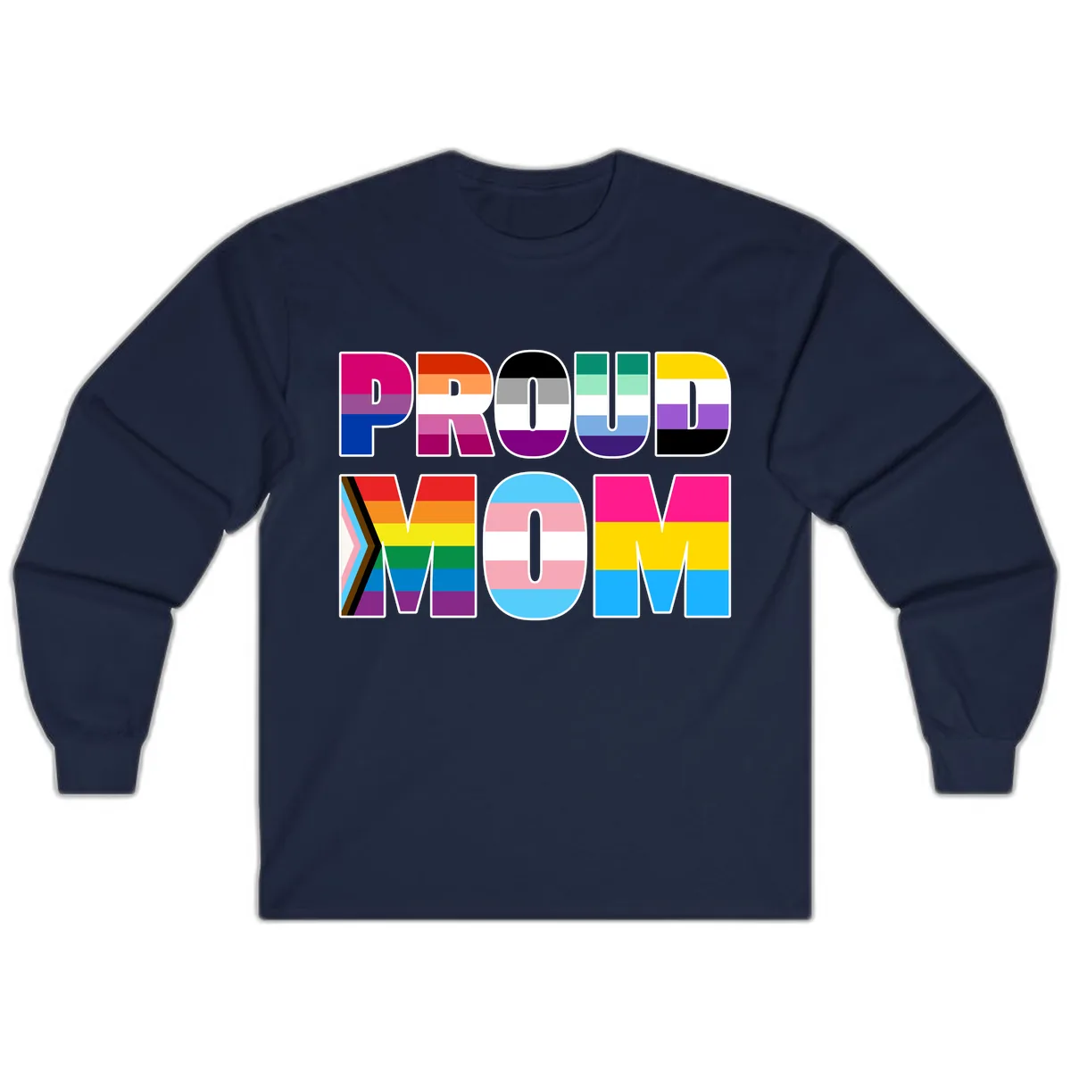 Proud Moments Rainbow Typography Long Sleeve in Navy