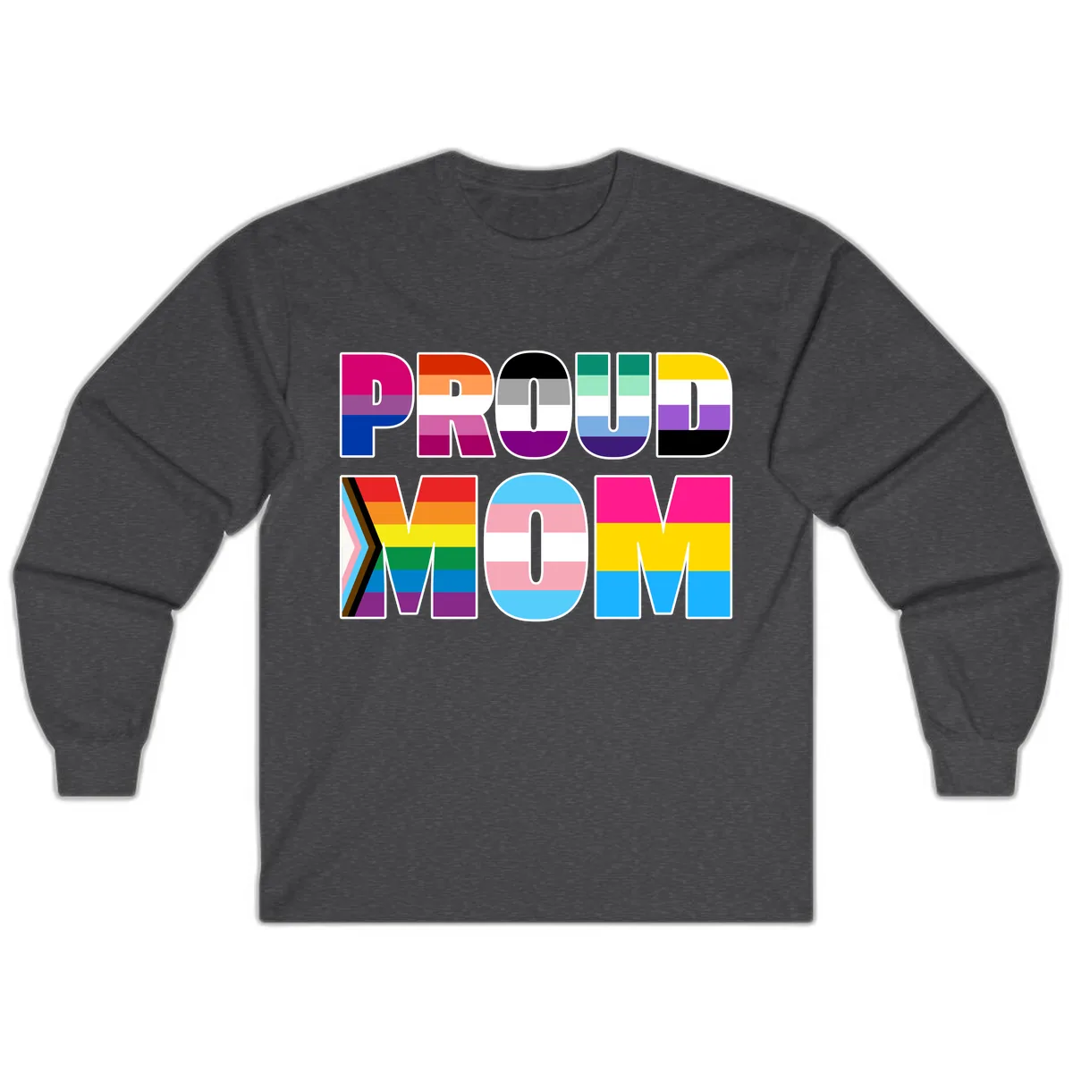 Proud Moments Rainbow Typography Long Sleeve in Dark Heather