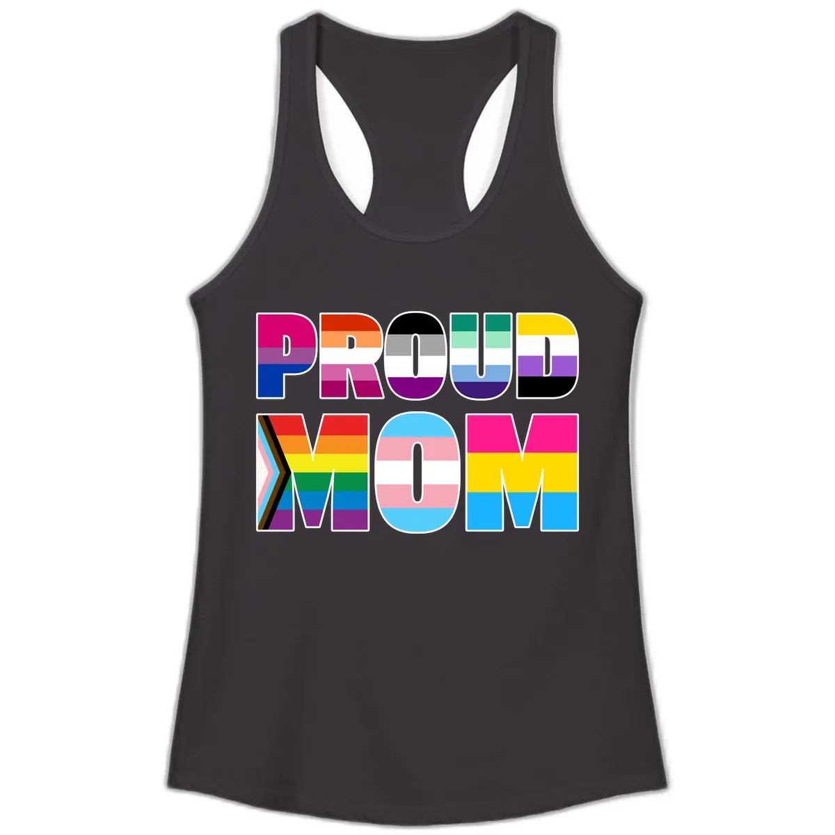 Proud Moments Rainbow Typography Ladies Tank in Black