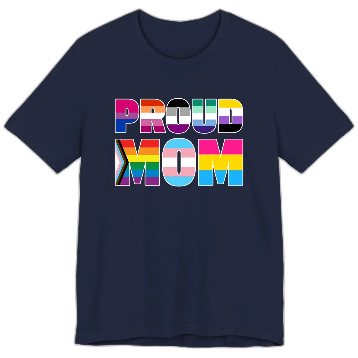 Proud Moments Rainbow Typography Premium T-Shirt in Navy