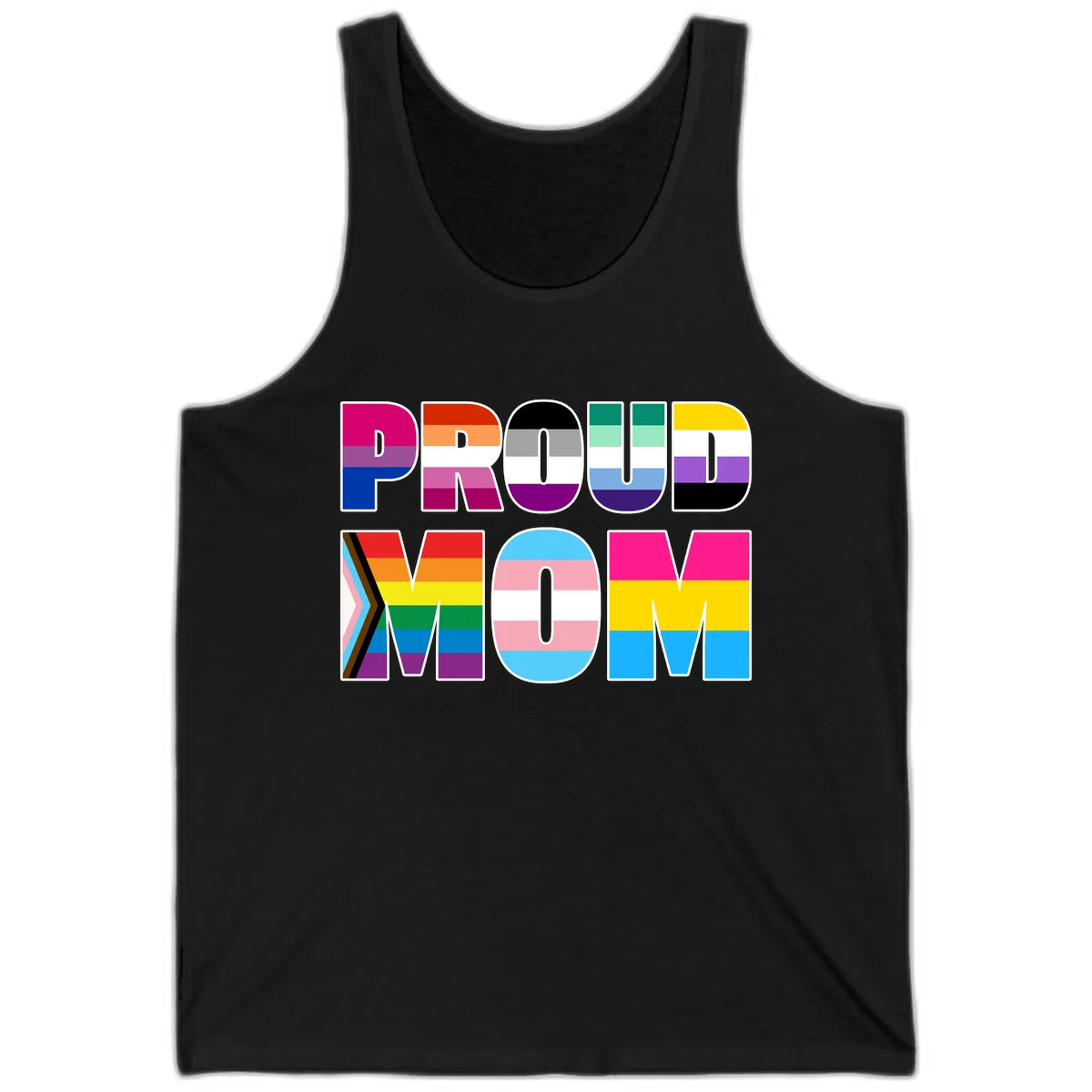 Proud Moments Rainbow Typography Tank in Black