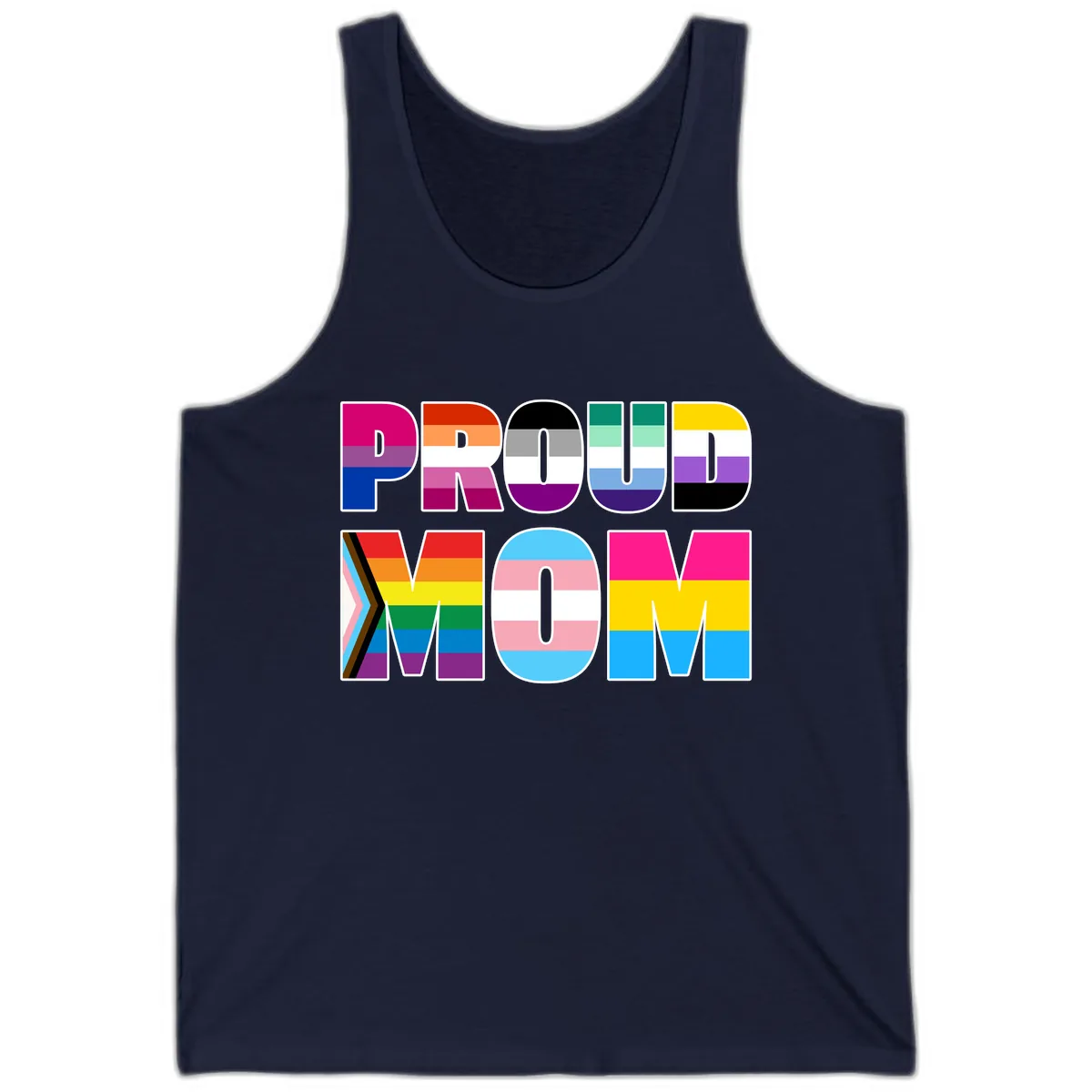 Proud Moments Rainbow Typography Tank in Navy