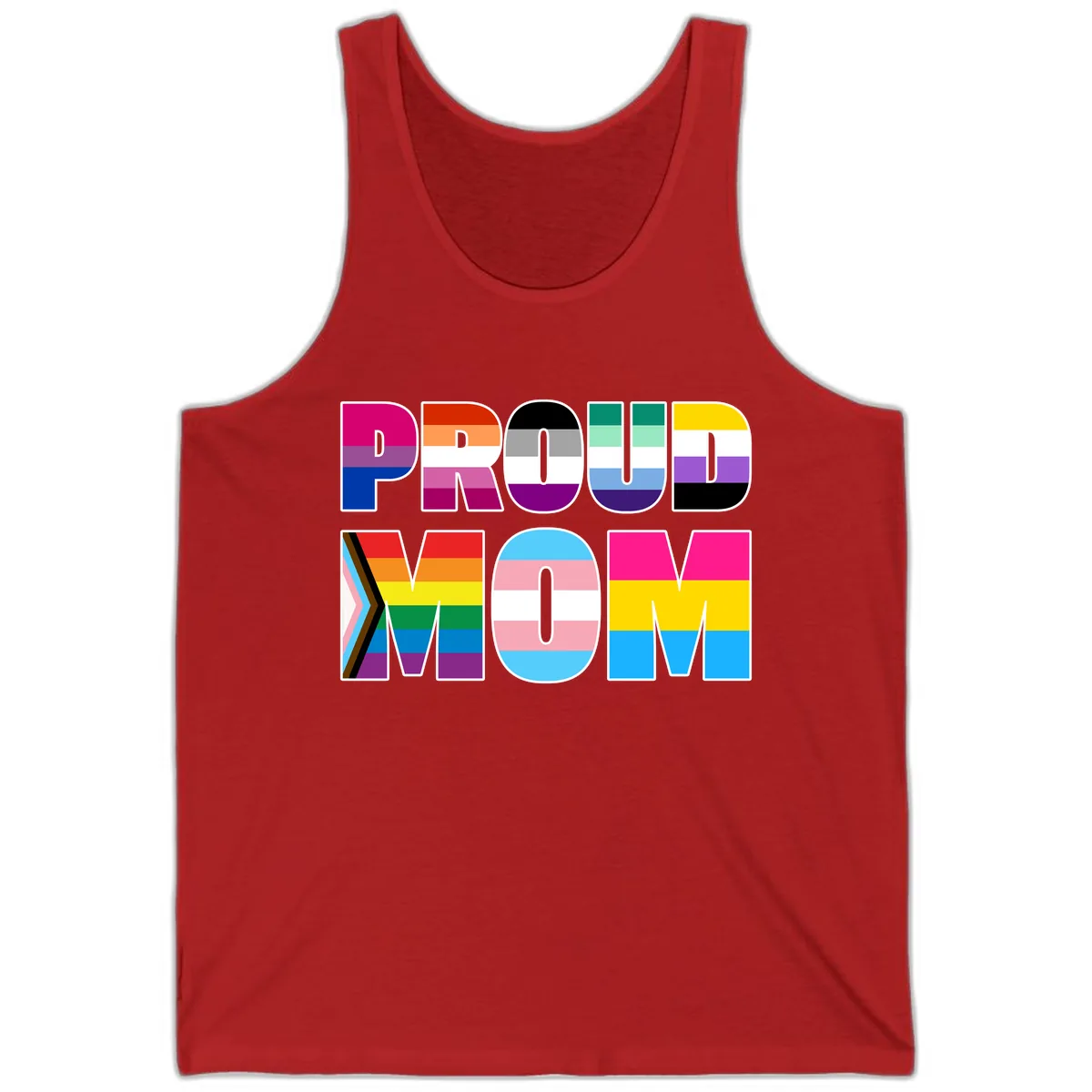 Proud Moments Rainbow Typography Tank in Red