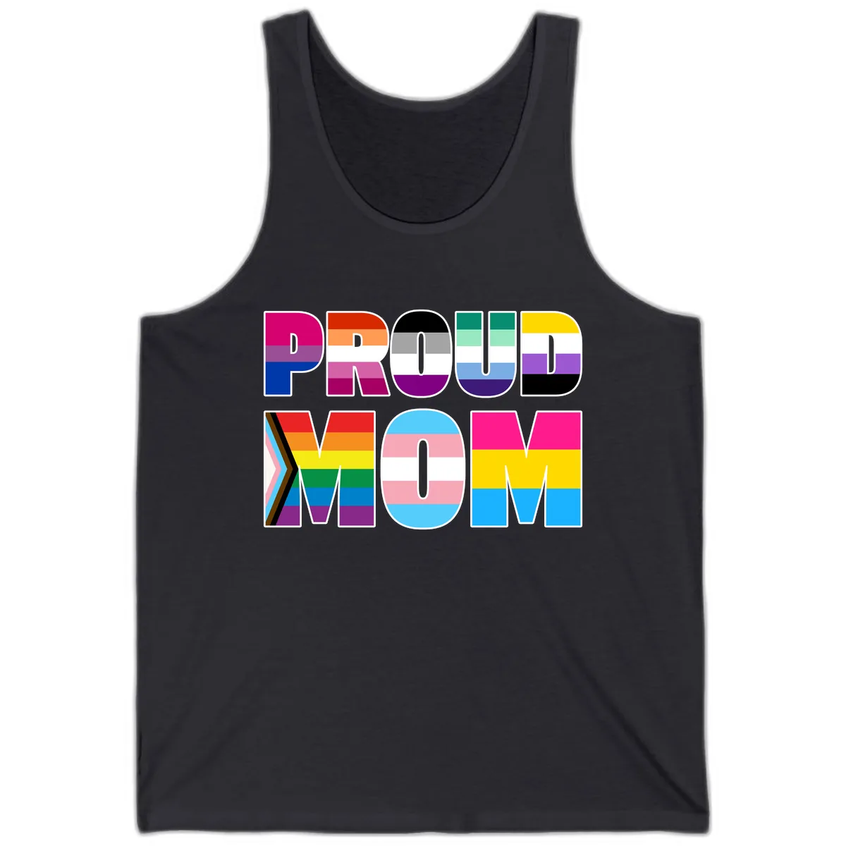 Proud Moments Rainbow Typography Tank in Dark Grey