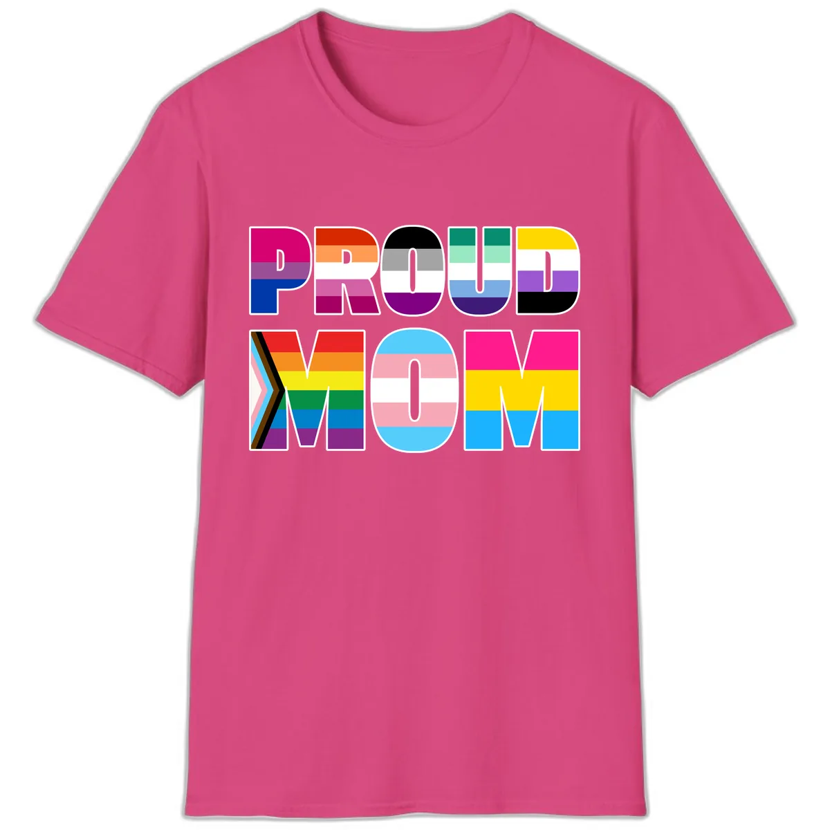 Proud Moments Rainbow Typography T-Shirt in Heliconia
