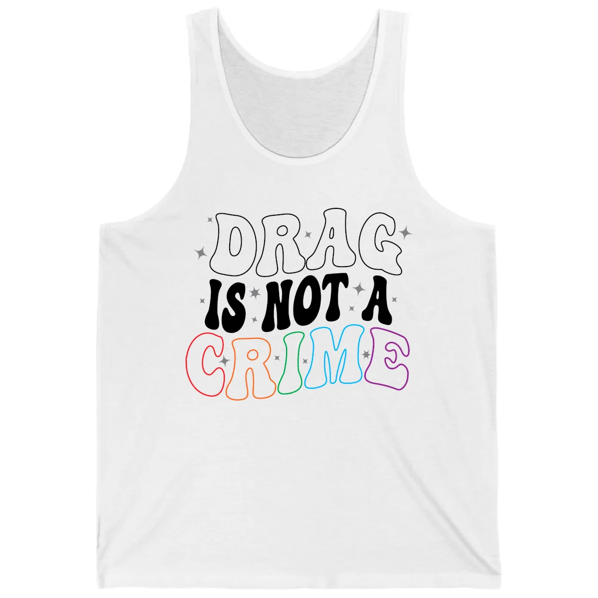 Drag Is Not A Crime Rainbow Pride Tank in White