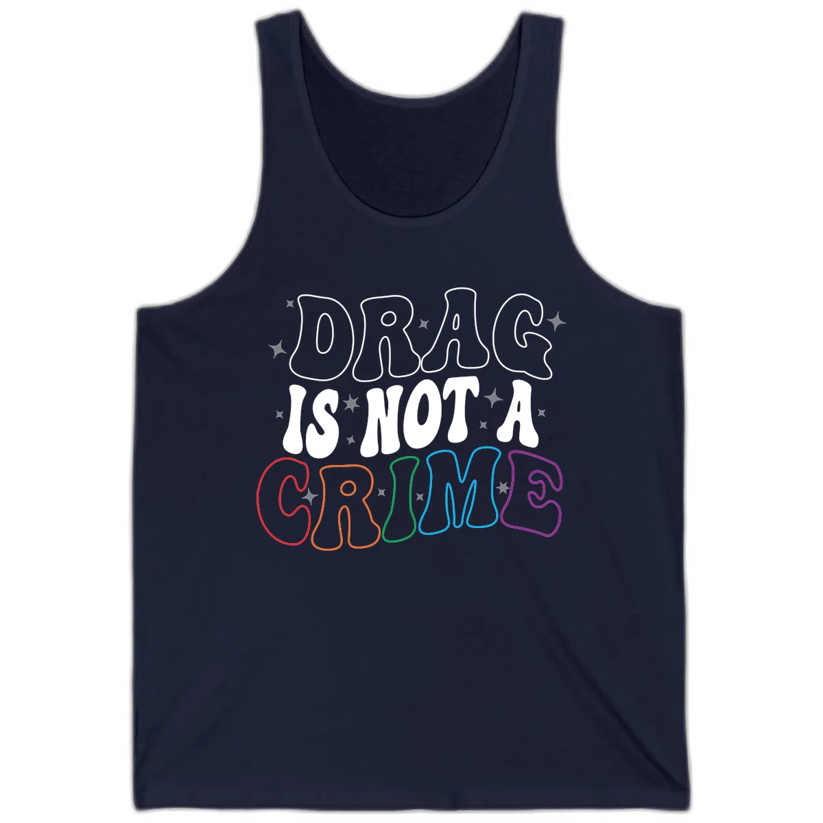 Drag Is Not A Crime Rainbow Pride Tank in Navy