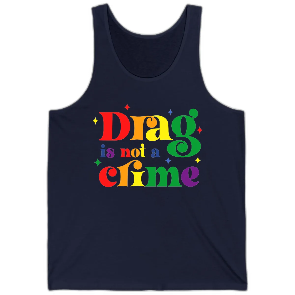 Drag Is Not A Crime Rainbow Pride Tank in Navy