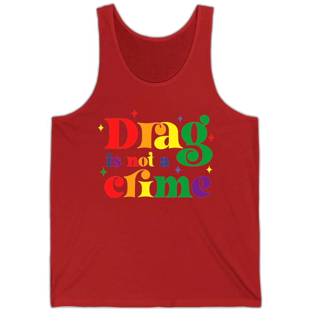 Drag Is Not A Crime Rainbow Pride Tank in Red