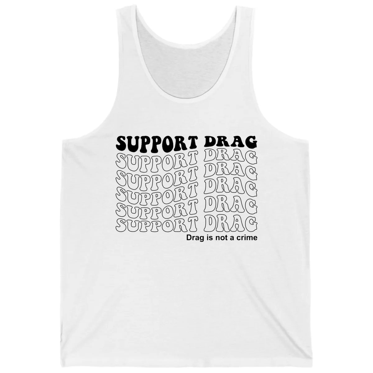 Support Drag Repeating Text Design Tank in White