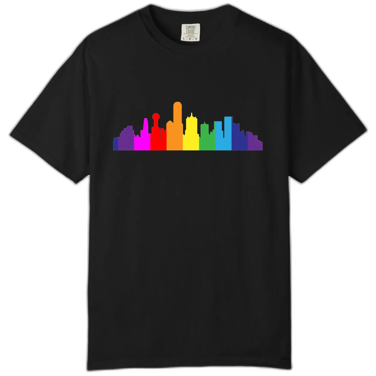 Rainbow City Skyline Pride Comfort Color in Black