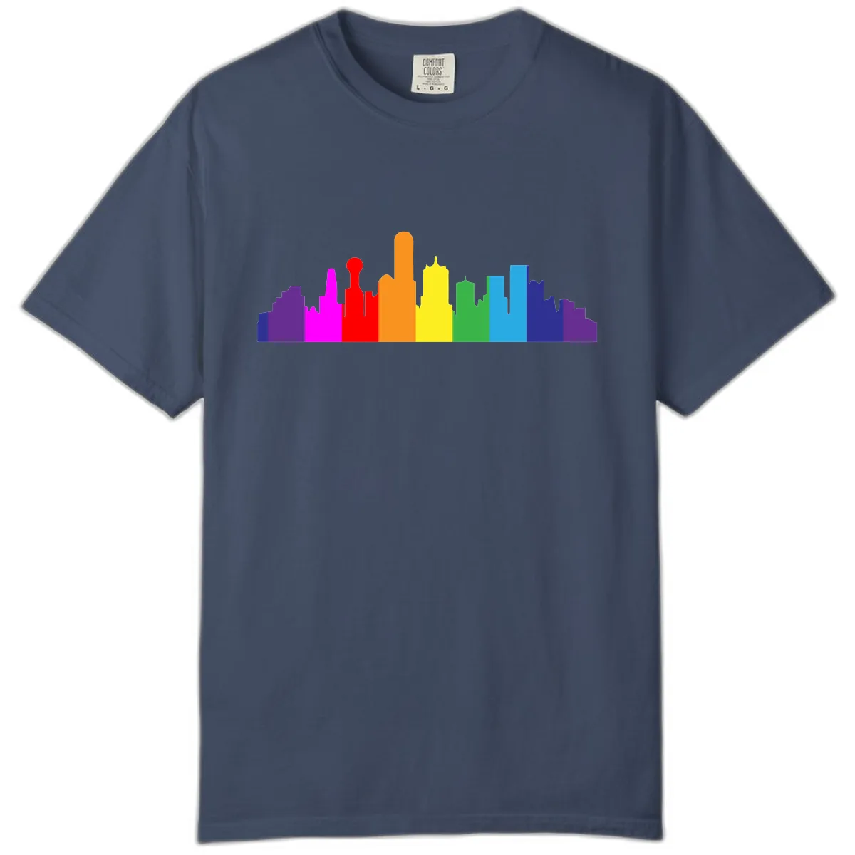 Rainbow City Skyline Pride Comfort Color in Midnight