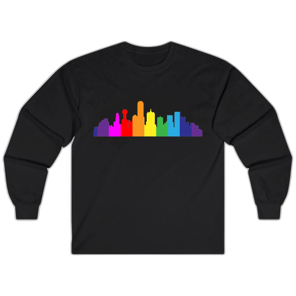 Rainbow City Skyline Pride Long Sleeve in Black