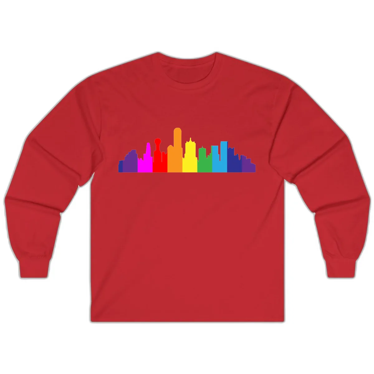 Rainbow City Skyline Pride Long Sleeve in Red