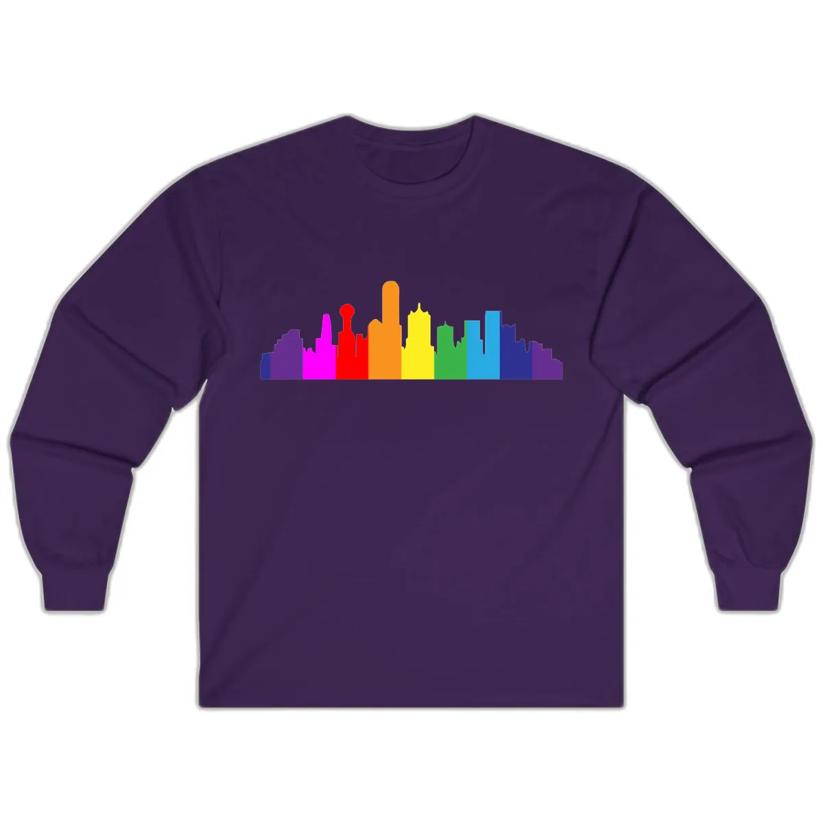 Rainbow City Skyline Pride Long Sleeve in Purple