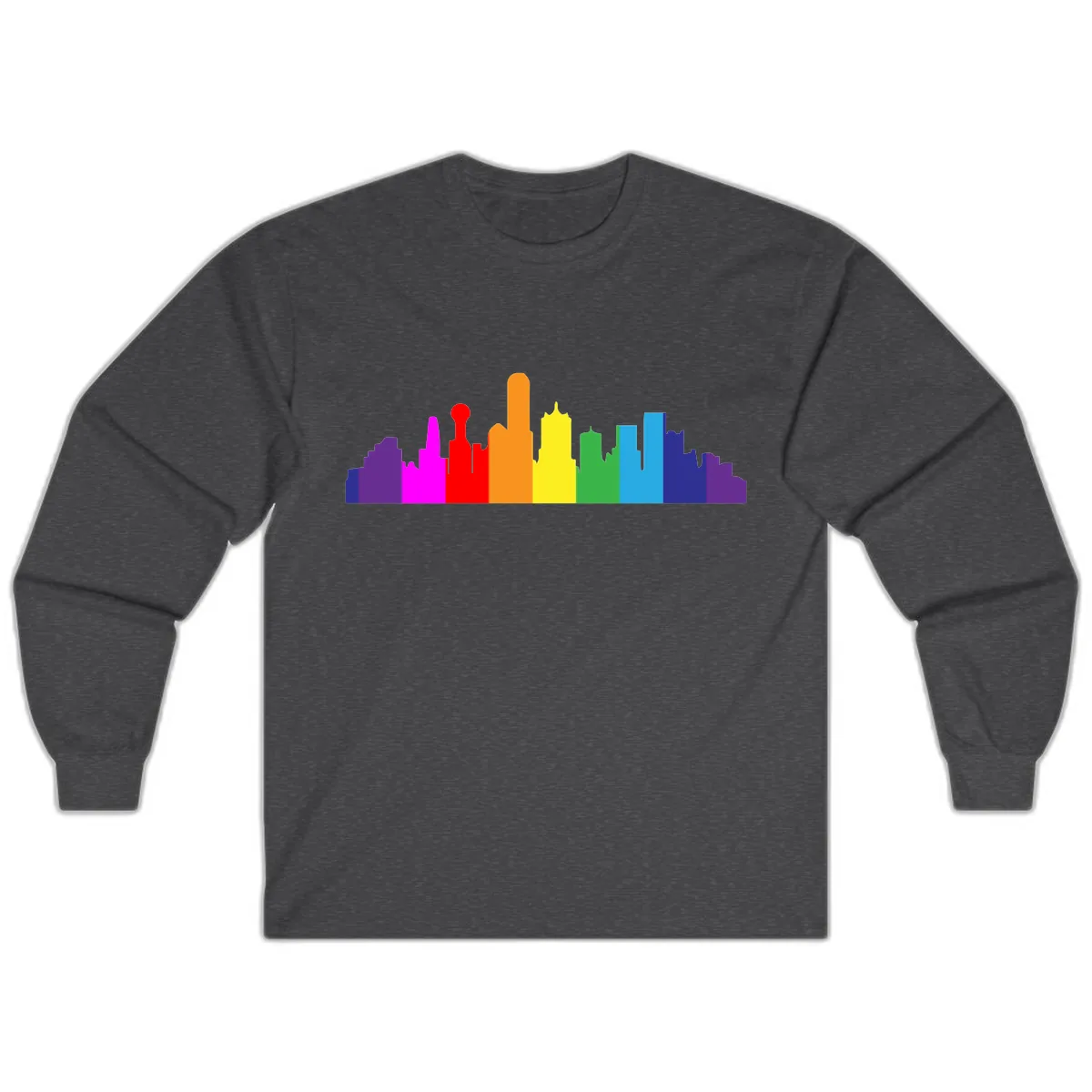 Rainbow City Skyline Pride Long Sleeve in Dark Heather
