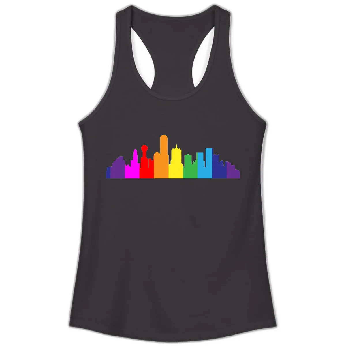 Rainbow City Skyline Pride Ladies Tank in Black