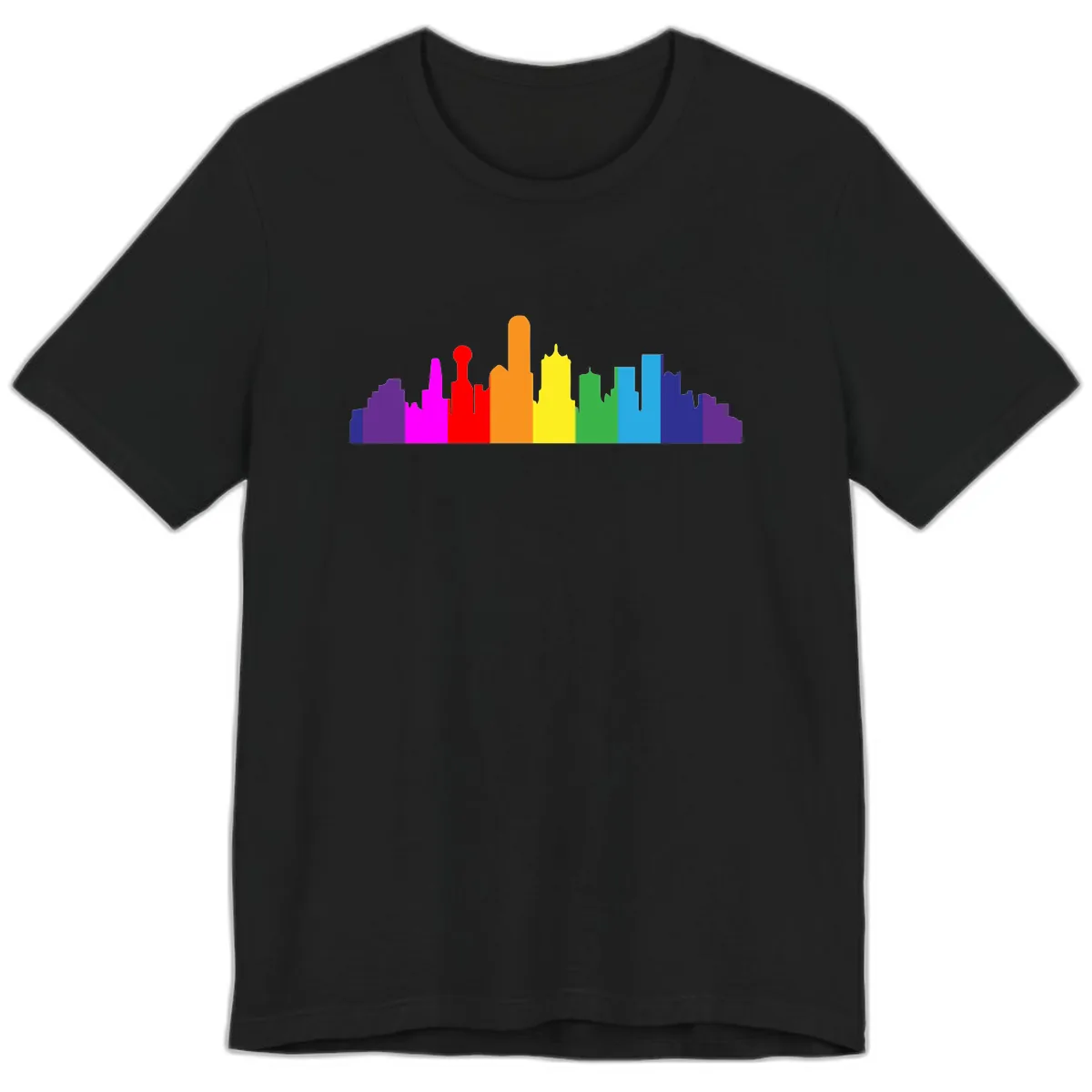 Rainbow City Skyline Pride Premium T-Shirt in Black