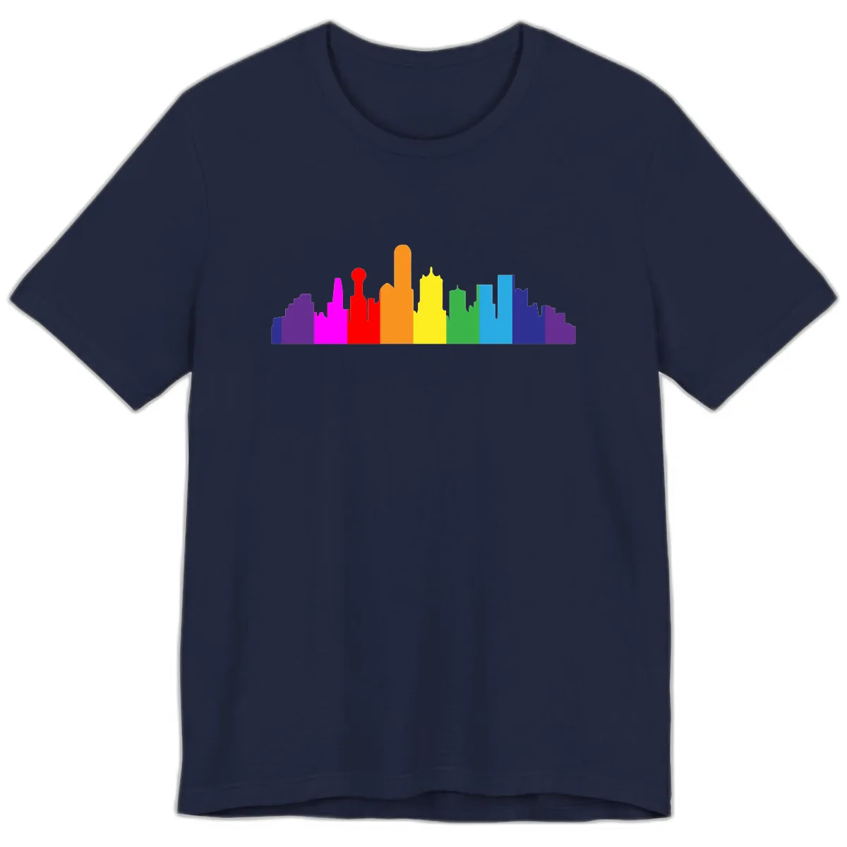 Rainbow City Skyline Pride Premium T-Shirt in Navy