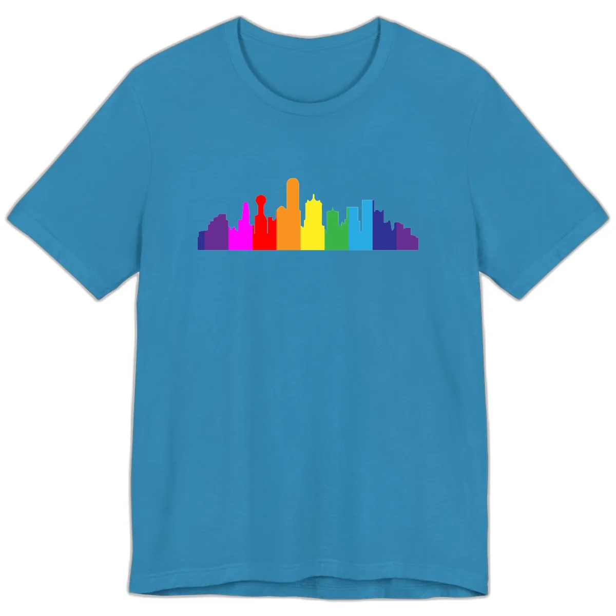 Rainbow City Skyline Pride Premium T-Shirt in Aqua