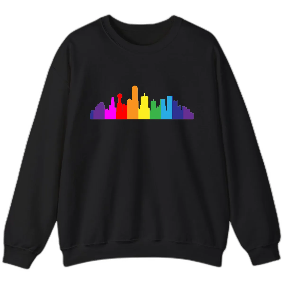 Rainbow City Skyline Pride Sweatshirt in Black