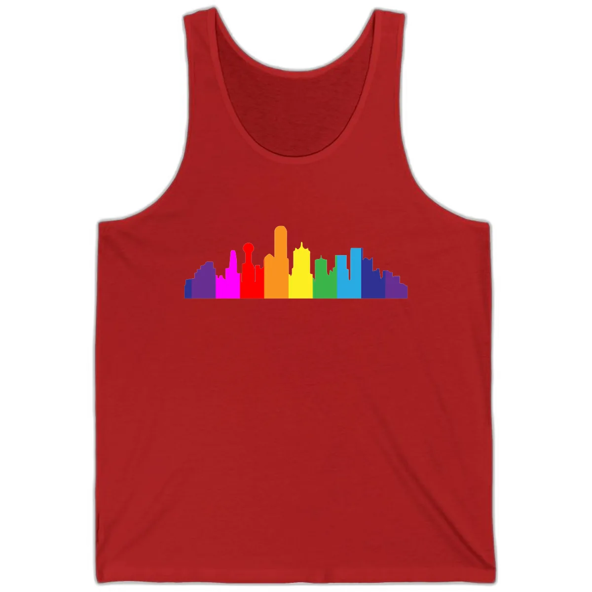 Rainbow City Skyline Pride Tank in Red
