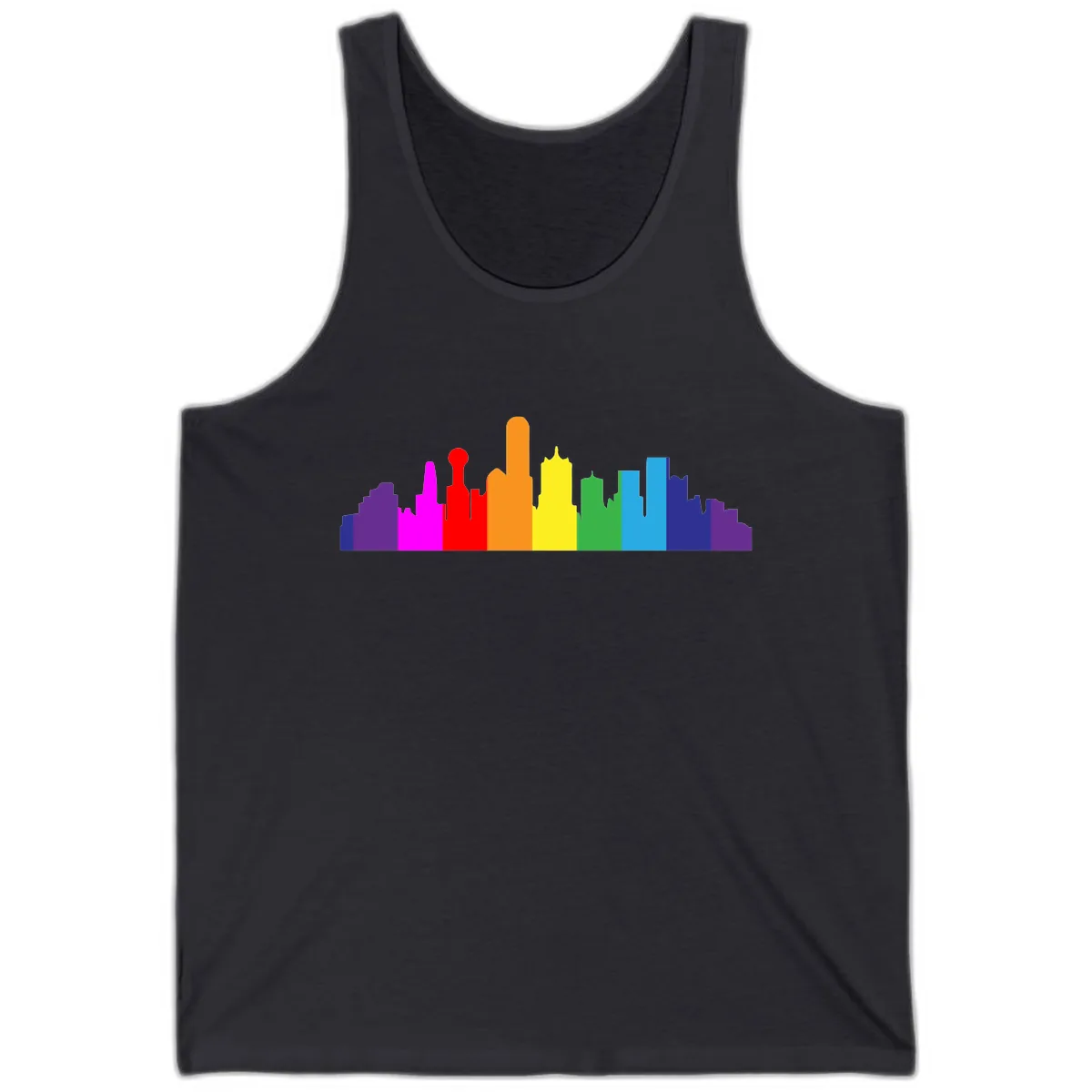Rainbow City Skyline Pride Tank in Dark Grey