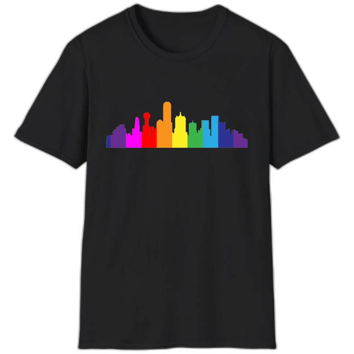 Rainbow City Skyline Pride T-Shirt in Black