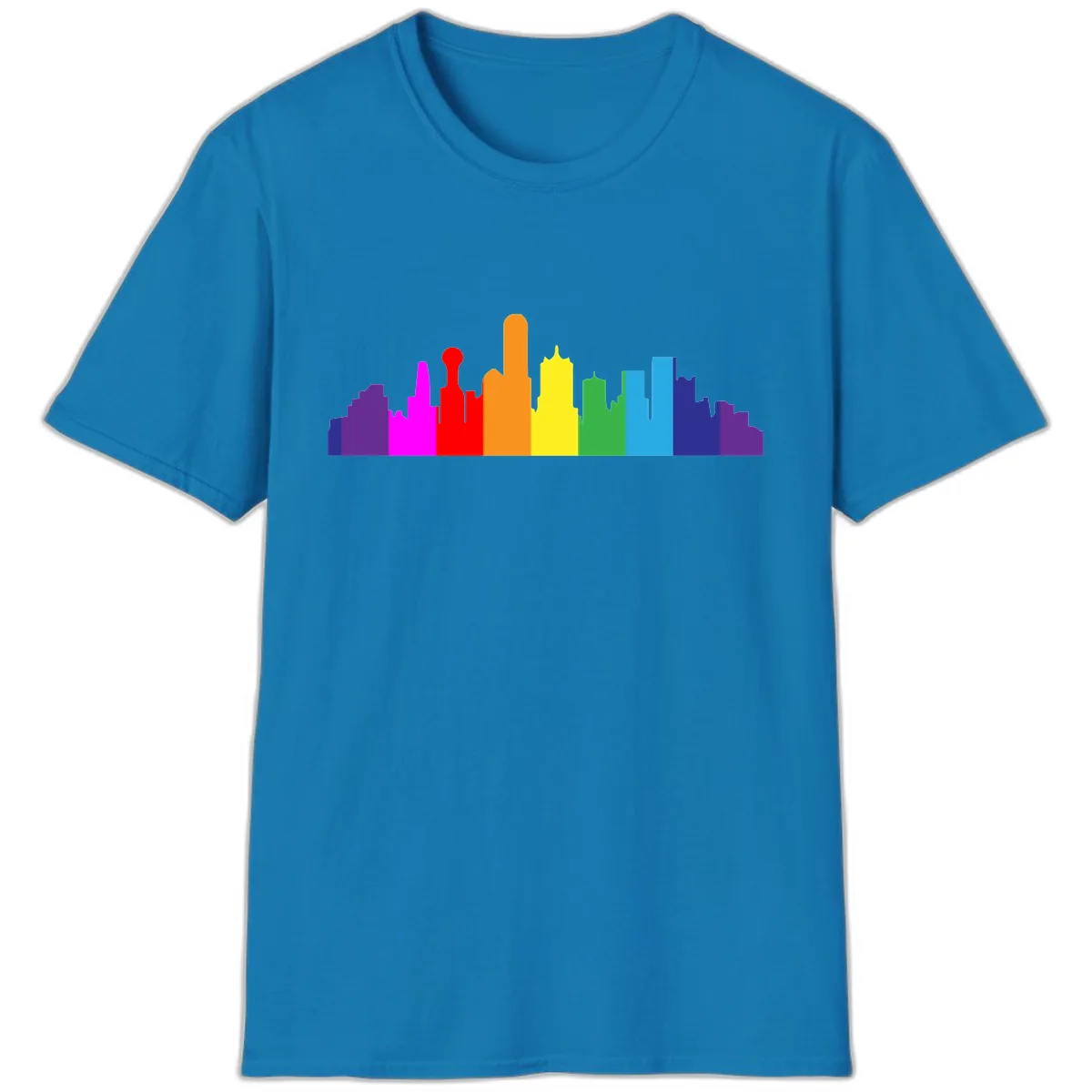 Rainbow City Skyline Pride T-Shirt in Sapphire