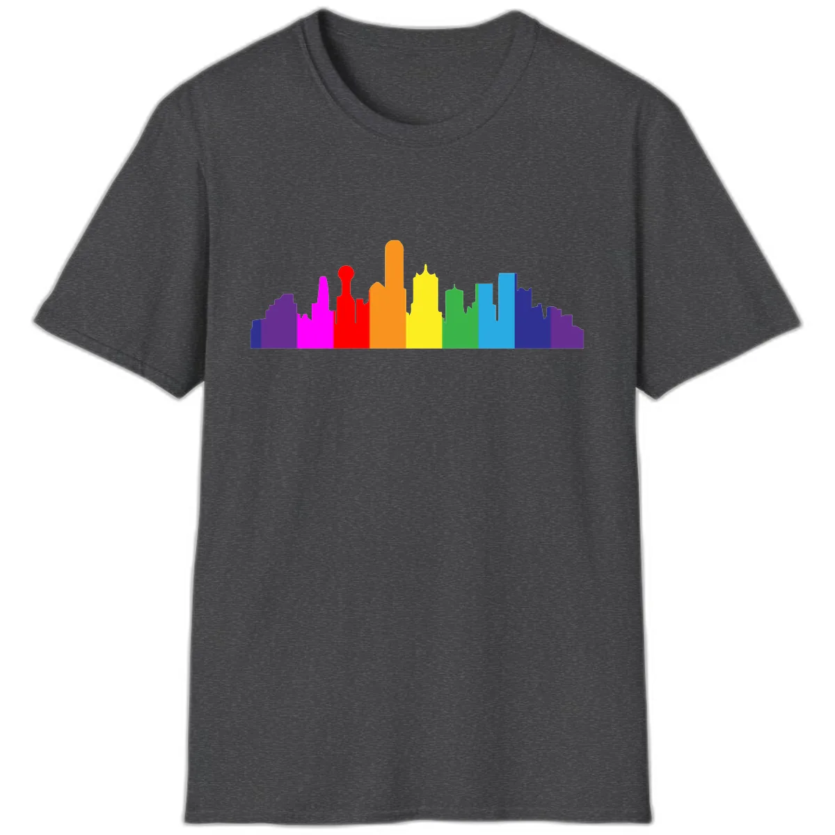 Rainbow City Skyline Pride T-Shirt in Dark Heather