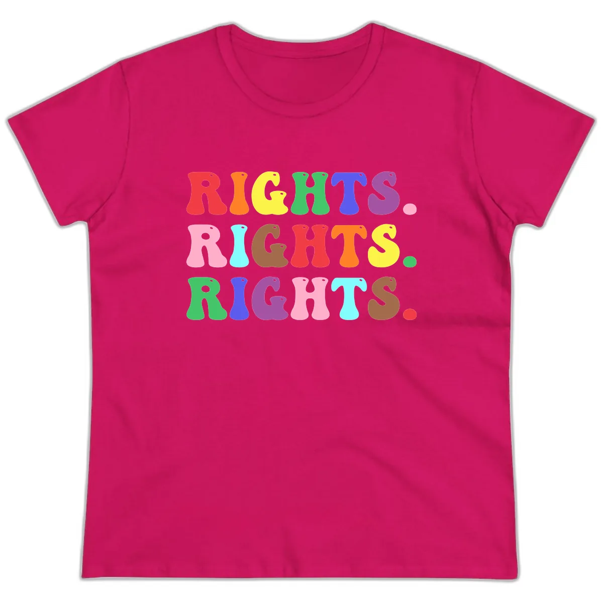 Rights Rights Rights Pride Celebration Ladies Tee in Heliconia