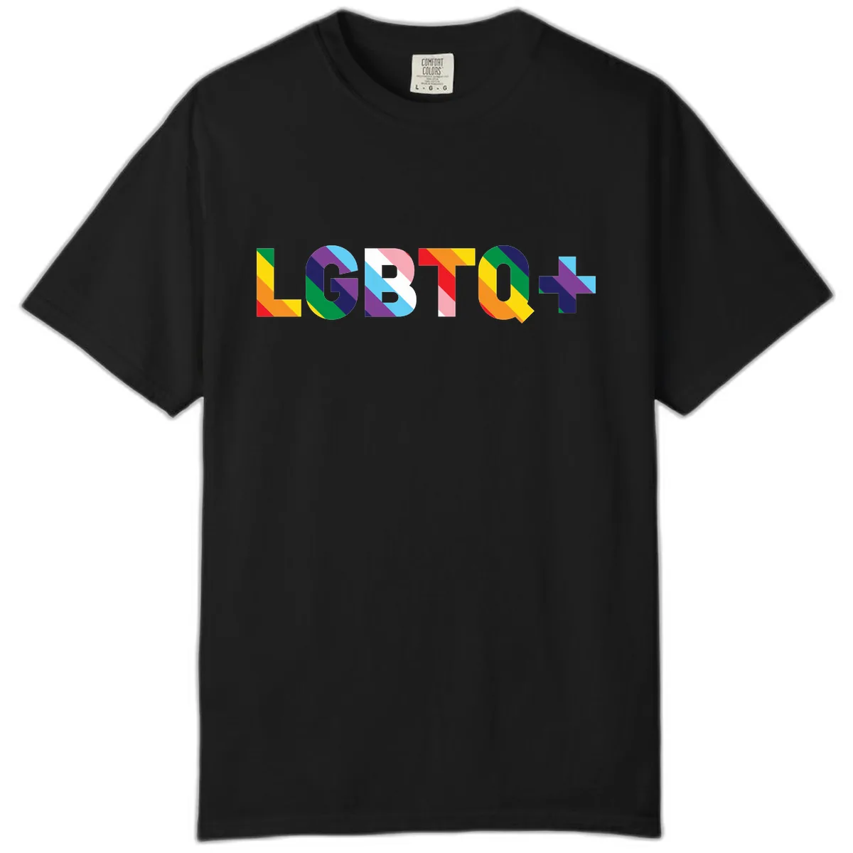 LGBTQ+ Pride Letters Colorful Design Comfort Color in Black